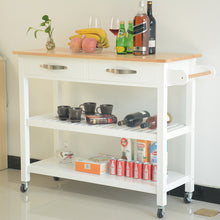 Load image into Gallery viewer, Kitchen Island & Kitchen Cart, Rubber Wood Top, Mobile Kitchen Island with Two Lockable Wheels, Simple Design for Easy Storing and Fetching, Two Drawers Give Unique Storage for Special Utensil.