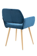 Load image into Gallery viewer, Velet Upholstered Side Dining Chair with Metal Leg(Blue velet+Beech Wooden Printing Leg),KD backrest