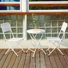 Load image into Gallery viewer, 3-Piece Patio Bistro Set, Metal Folding Outdoor Patio Furniture Sets, Stainless Steel Patio Conversation Set with Folding Patio Round Table and Chairs for Yard, Garden or Balcony