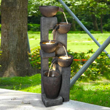 Load image into Gallery viewer, 5-Tier Floor Standing Outdoor Water Fountains for Garden Patio Deck with LED