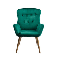 Load image into Gallery viewer, Hengming Accent Chair Modern Tufted Button Wingback Vanity Chair with Arms Upholstered Tall Back Desk Chair with Metal Legs for Living Room Bedroom Waiting Room(Green)