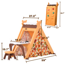 Load image into Gallery viewer, Kids Play Tent - 4 in 1 Teepee Tent with Stool and Climber, Foldable Playhouse Tent for Boys & Girls