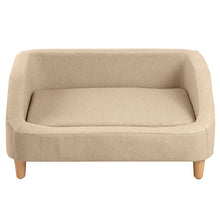 Load image into Gallery viewer, 32" Beige Pet Sofa, Dog Sofa, Cat sofa, Cat Bed, Pet Bed, Dog Bed, Cat Bed, rectangle sofa with movable cushion, with wood style foot