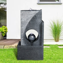Load image into Gallery viewer, 24.4inches Cascading Water Fountain with Led Lights Indoor/Outdoor Modern Sphere & Column Water Feature for Office Home Garden Patio Decor