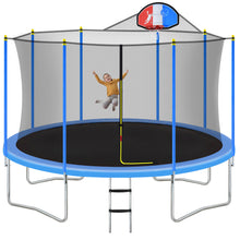 Load image into Gallery viewer, 14FT Trampoline for Kids with Safety Enclosure Net, Basketball Hoop and Ladder, Easy Assembly Round Outdoor Recreational Trampoline