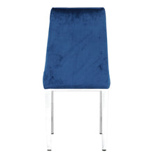 Load image into Gallery viewer, Modern luxury home furniture dinning room chairs chrome legs Blue velvet fabric dining chairs(Set of 2)