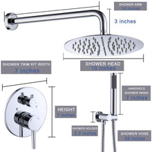 Load image into Gallery viewer, Shower System Shower Faucet Combo Set Wall Mounted with 10" Rainfall Shower Head and handheld shower faucet, Chrome Finish Shower Faucet Rough-In