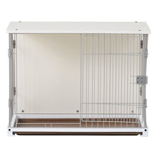 Load image into Gallery viewer, 34" Length Elegant Wooden Structure White Dog Cage Crate, End Table with movable salver, Decorative Dog House Cage Indoor Use, Furniture style, with wide table top.