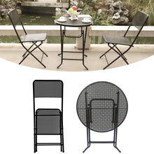 Load image into Gallery viewer, 3-Piece Patio Bistro Set, Metal Folding Outdoor Patio Furniture Sets, Stainless Steel Patio Conversation Set with Folding Patio Round Table and Chairs for Yard, Garden or Balcony