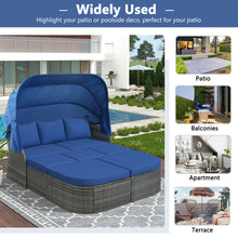 Load image into Gallery viewer, U_STYLE Outdoor Patio Furniture Set Daybed Sunbed with Retractable Canopy Conversation Set Wicker Furniture Sofa Set