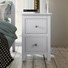 Load image into Gallery viewer, 2 Drawers Solid Wood Nightstand End Table in White