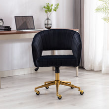 Load image into Gallery viewer, Hengming Home Office Computer Desk Chair ,Velvet Accent Armchair,Adjustable Swivel Task Stool with Gold Plating Base