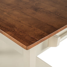 Load image into Gallery viewer, TOPMAX 42" Solid Wood Kitchen Island with Seating, Butch Block Prep Table with Storage, Rubber Wood Dining Table with Drawer and Towel Rack for Small Place, Walnut+Cream White