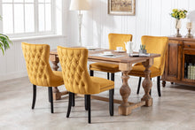Load image into Gallery viewer, A&A Furniture,Upholstered Wing-Back Dining Chair with Backstitching Nailhead Trim and Solid Wood Legs,Set of 2, Gold