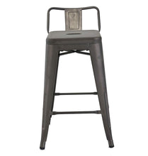 Load image into Gallery viewer, BTEXPERT Industrial 24 inch Rustic Distressed Kitchen Chic Indoor Outdoor Low Back Metal Counter Height Stool