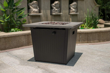 Load image into Gallery viewer, 50,000 BTU 32inch Square Outdoor Propane Fire Pits Table, Gray Wood Grain Table Top with Lid, ETL Certification, for Garden Poolside Patio Backyard Deck