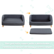 Load image into Gallery viewer, 37" GRAY Pet Sofa, Dog Sofa, Cat sofa, Cat Bed, Pet Bed, Dog Bed, Cat Bed, rectangle sofa with movable cushion, with wood style foot