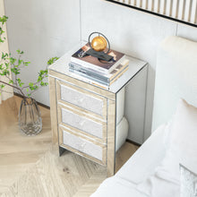 Load image into Gallery viewer, Mirrored Night Stand Bedside Tables Drawer Crystal Diamond Bedside Table Bedroom Furniture with 3-Drawers-Bedside Storage Cabinet Silvery
