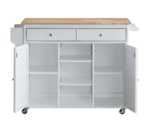 Load image into Gallery viewer, 1-Pc Grady Cottage Style Kitchen Island Storage Cart Natural Finish Top White Color