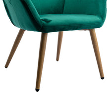 Load image into Gallery viewer, Hengming Accent Chair Modern Tufted Button Wingback Vanity Chair with Arms Upholstered Tall Back Desk Chair with Metal Legs for Living Room Bedroom Waiting Room(Green)