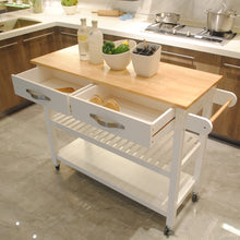 Load image into Gallery viewer, Kitchen Island & Kitchen Cart, Rubber Wood Top, Mobile Kitchen Island with Two Lockable Wheels, Simple Design for Easy Storing and Fetching, Two Drawers Give Unique Storage for Special Utensil.