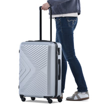 Load image into Gallery viewer, 3 Piece Luggage Sets ABS Lightweight Suitcase with Two Hooks, Spinner Wheels, TSA Lock, Silver (20/24/28)
