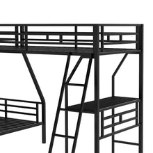 Load image into Gallery viewer, Twin over Full Bunk Bed with a Twin Size Loft Bed attached, with a Desk, Metal, Black