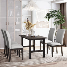 Load image into Gallery viewer, TOPMAX Farmhouse 5-Piece Wood Dining Table Set for 4, Kitchen Furniture Set with 4 Upholstered Dining Chairs for Small Places, Gray Table+Gray Chair