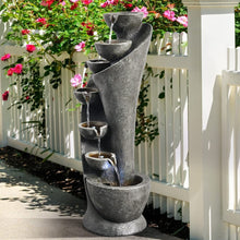 Load image into Gallery viewer, 39Inch Outdoor Garden Fountain Waterfalls 7 Floor Bowls Curved Design With LED