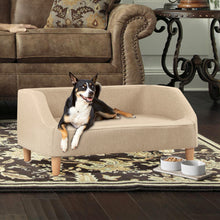 Load image into Gallery viewer, 32" Beige Pet Sofa, Dog Sofa, Cat sofa, Cat Bed, Pet Bed, Dog Bed, Cat Bed, rectangle sofa with movable cushion, with wood style foot