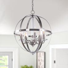 Load image into Gallery viewer, 5-Light Candle Style Globe Chandelier Vintage Silver
