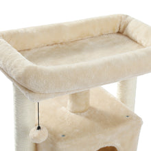 Load image into Gallery viewer, 28.4 Inches Small Cat Tree for Indoor Cats Polyester Plush Cat Tower with Beige Condos, Spacious Perch,Scratching Sisal Posts Plush-covered posts and Replaceable Dangling Balls Beige