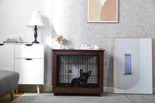 Load image into Gallery viewer, 31” Length Furniture Style Pet Dog Crate Cage End Table with Wooden Structure and Iron Wire and Lockable Caters, Medium Dog House Indoor Use.