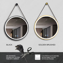 Load image into Gallery viewer, 32 Inch Golden Round Frame with Lamp Hanging Bathroom Mirror