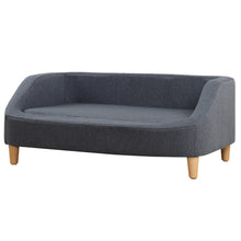Load image into Gallery viewer, 37" GRAY Pet Sofa, Dog Sofa, Cat sofa, Cat Bed, Pet Bed, Dog Bed, Cat Bed, rectangle sofa with movable cushion, with wood style foot