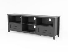 Load image into Gallery viewer, 70.08 Inch Length Black TV Stand for Living Room and Bedroom, with 2 Drawers and 4 High-Capacity Storage Compartment.