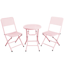 Load image into Gallery viewer, 3-Piece Patio Bistro Set, Metal Folding Outdoor Patio Furniture Sets, Stainless Steel Patio Conversation Set with Folding Patio Round Table and Chairs for Yard, Garden or Balcony