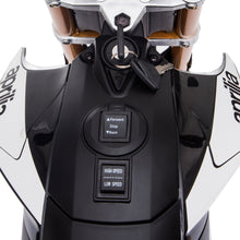 Load image into Gallery viewer, 12V Aprilia Licensed Kids Ride On Motorcycle, 4-wheel Electric Dirt Bike with Spring Suspension, LED Lights, USB, MP3, Black