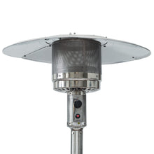 Load image into Gallery viewer, 46000BTU Propane Stainless Steel Mushroom Outdoor Patio Heater with Hollow Pattern on Tank housing, with Two Smooth-rolling Wheels,with Hose Set,with Black Cover,Pole in Two Pieces(Upper and Bottom)