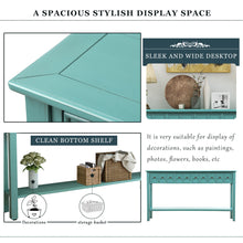 Load image into Gallery viewer, TREXM Rustic Entryway Console Table, 60" Long Sofa Table with two Different Size Drawers and Bottom Shelf for Storage (Blue)