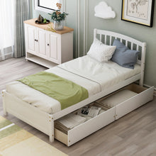 Load image into Gallery viewer, Twin Platform Storage Bed Wood Bed Frame with Two Drawers and Headboard, White (Previous SKU: SF000062KAA)