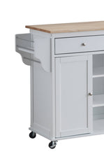 Load image into Gallery viewer, 1-Pc Grady Cottage Style Kitchen Island Storage Cart Natural Finish Top White Color