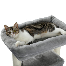 Load image into Gallery viewer, 28.4 Inches Small Cat Tree for Indoor Cats Polyester Plush Cat Tower with Beige Condos, Spacious Perch,Scratching Sisal Posts Plush-covered posts and Replaceable Dangling Balls Gray