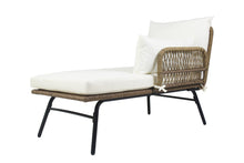 Load image into Gallery viewer, 3PCS Outdoor Patio Balcony L Shape Natural Color Wicker Sofa Set with Beige Cushion And Round Tempered Glass Table