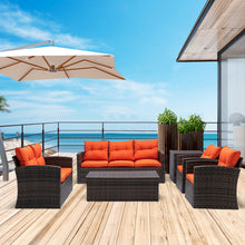 Load image into Gallery viewer, 6 PCS Rattan Sectional Set and table with storage