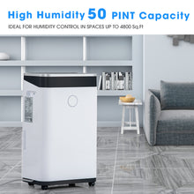 Load image into Gallery viewer, 4800 Sq.Ft. Dehumidifier for large space,High Humidity 50 Pints Capacity, With 6.5L Water tank & Continuous Drain Hose, Auto Defrost, Quiet.