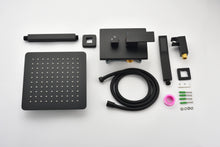 Load image into Gallery viewer, 10 Inches Matte Black Shower Set System Bathroom Luxury Rain Mixer Shower Combo Set Ceiling Mounted Rainfall Shower Head Faucet (Contain Shower Faucet Rough-In Valve Body and Trim)
