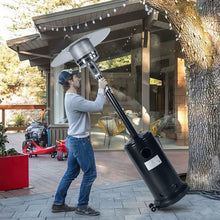 Load image into Gallery viewer, 46000BTU Propane Black powder coated Iron Mushroom Outdoor Patio Heater, with Two Smooth-rolling Wheels,with Hose Set,with Black Cover
