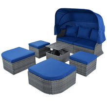 Load image into Gallery viewer, U_STYLE Outdoor Patio Furniture Set Daybed Sunbed with Retractable Canopy Conversation Set Wicker Furniture Sofa Set
