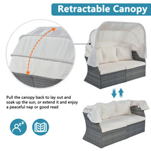 Load image into Gallery viewer, U_STYLE Outdoor Patio Furniture Set Daybed Sunbed with Retractable Canopy Conversation Set Wicker Furniture Sofa Set